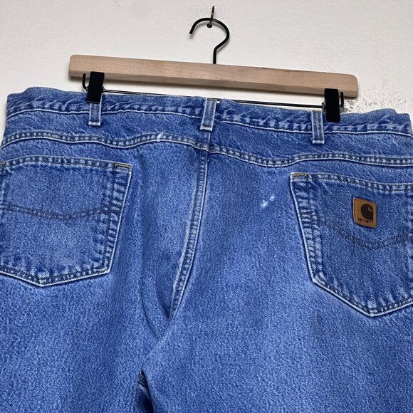 Carhartt Men 40x30 Blue Denim Jean Pant Insulated Fleece Lined Winter Outerwear - Picture 3 of 16